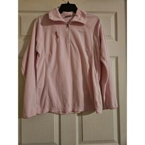 Columbia Pink Ribbon Fleece Jacket Womens L Full Zip Breast Cancer Large